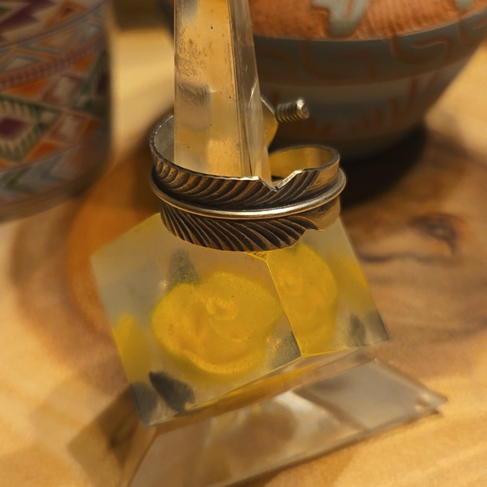 Sterling Silver Ring, Feather, Adjustable . - image 1